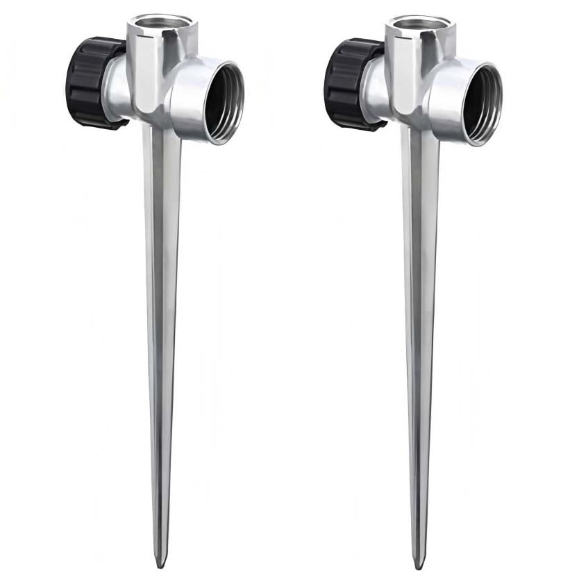 HASTHIP® 2Pcs Alloy Garden Sprinkler Connectors, 7.8'' Garden Stakes Connectors for Slow Drip Irrigation System, Adjustable Positioning for Lawn, Garden & Plants