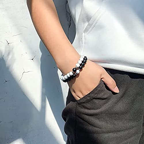 ZIBUYU Couple Bracelets Bead Bracelet Friendship Bracelet for Boyfriend Girlfriend Pendant,Couple Gifts Bracelet Fashion Accessory for Boy,Girl