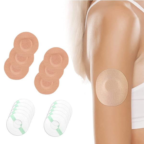 HANNEA® 60Pcs Freestyle Sensor Patches for Arm, Transparent Waterproof Adhesive Libre Covers, Hypoallergenic, Breathable, Long-Lasting 14+ Days, Sensor-Safe, Latex-Free, Easy to Apply & Remove