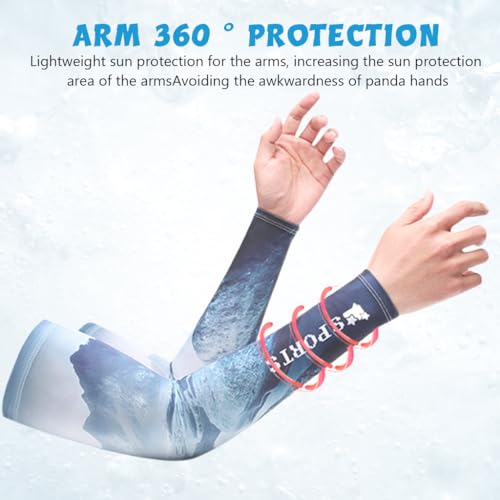 ZIBUYU® Neck Gaiter Bandana for Men Women Sun Protection CuvDhe UV Face Shield Multipurpose Balaclava Summer Kit Arm Guards Glacial Print 3PCS