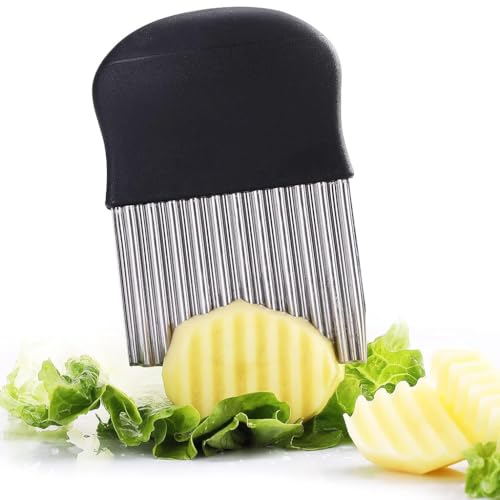 ZIBUYU® Crinkle Cutter Potato Strip Cutter 304 Stainless Steel Potato Cutter Raw Potato Cutter for Homemade French Fries Versatile Tubers Strip Cutter for Potato, Sweet Potato, Taro