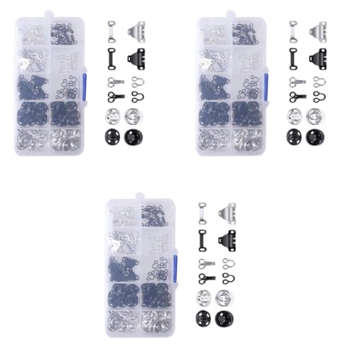 HASTHIP® 50 Pairs Hook and Eye Sewing Button Kits 3 Styles for Garment Skirts Shirt Pants Closure 3PCS