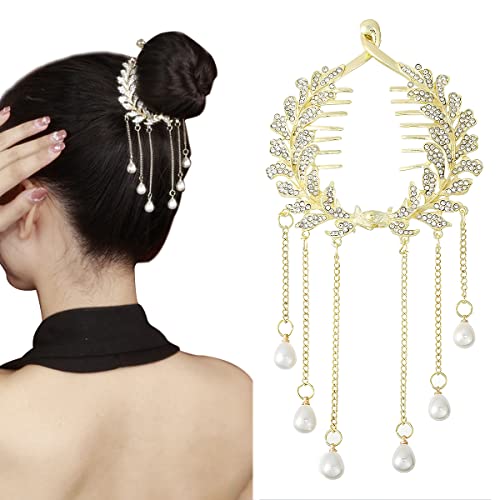 SANNIDHI® Hair Clips for Women Stylish Butterfly Pearl Tassel Hair Clip for Girls Hair Clutcher Hairpins, Metal Trendy Hair Accessories (White-B)