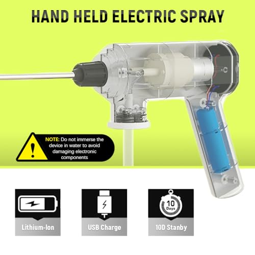 HASTHIP® Electric Sprayer for Plants with Metal Long Nozzle USB Rechargeable Handheld Smart Timer Without Bottle 3PCS