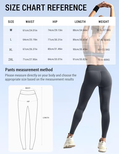 Venzina® Women's Legging Yoga Pants, Fashion Stretchy Taceless Sport Leggings, Tummy Control & Butt Lifting, 7/8 Length High-Waisted Leggings for Yoga, Workout, Running, Jogging, Dark Gray-L