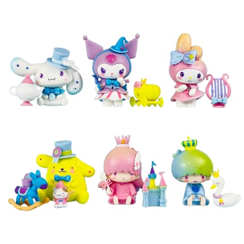 PATPAT® 6Pcs Kawaii Toy Figures Collectible Figurines Cartoon Anime Sanrio Melody Kuromi Twin Star Figures 2.76 inches Small PVC Cartoon Figurines Desk Decor Gift Set Children's Day Gift Birthday Gift