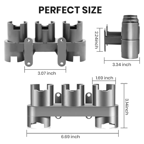 Verilux® ABS Accessory Holder Without Drilling for Dyson V6 V7 V8 V10 V11 Vacuum Cleaner Rack Wall Mounted Attachment Organizer Accessories Including Screws Nail-Free Glue Adapter 2PCS