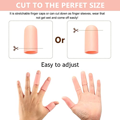 MAYCREATE® 10pcs Finger Protection Gel Finger Support Protector Gloves Gel Cots Covers for Trigger Hand Eczema Cracking Arthritis Apricot one size X 2