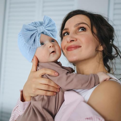 SNOWIE SOFT® 9PCS Warm Baby Cap for Girls Stretchy Hat for Newborns Lovely Bow Shower Gift 3-18 Months
