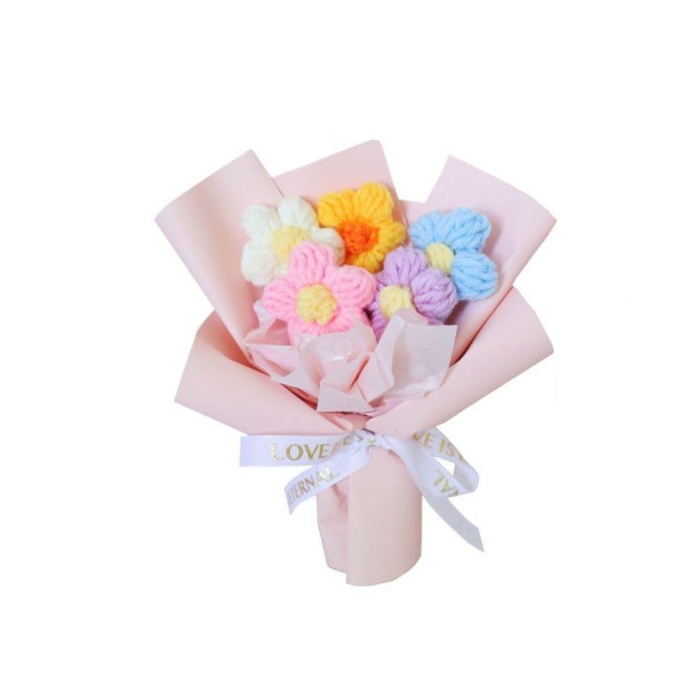 HASTHIP® Handmade Crochet Mini Pink Flower Bundle, Cute Desk Decor, DIY Craft Accent, Home & Office Table Decoration,