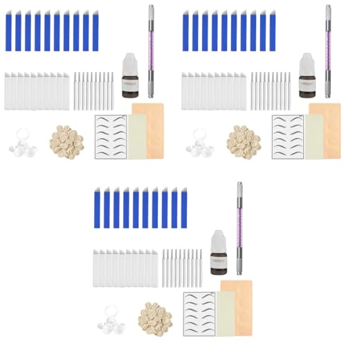 MAYCREATE® Microblading Kit Eyebrow Pen Needle with Finger Gloves Permanent Tattoo Black Ink for Practicing Practise Skin Tool for Beginners and Professions 3 PCS