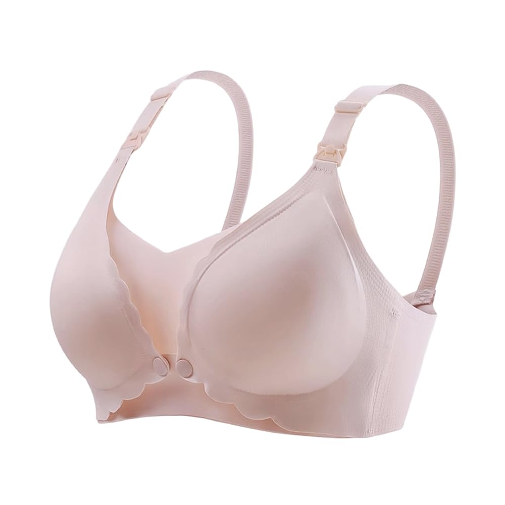 SANNIDHI Nursing Bras for Breastfeeding with Front Opening Clasps and Soft Seamless Support | Beige XL