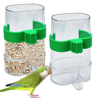 Qpets® Bird Feeder for Cage 2Pcs Bird Feeder Transparent Bird Feeder for Dry Food or Water Universal External Bird Feeder for Cage Large Capacity Bird Feeder for Parakeet