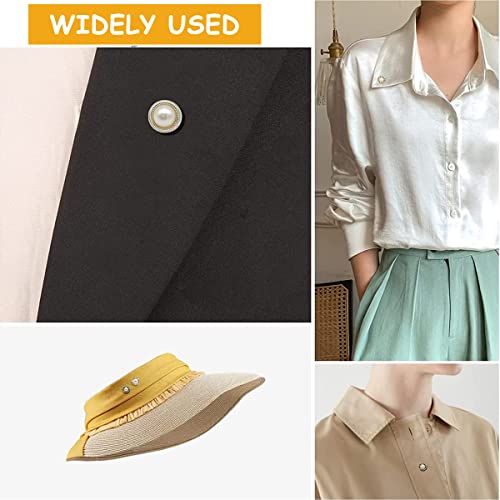 SANNIDHI® 60PCS Pearl Buttons Brooch Cover Up Pins Mini Safety Shirt for Cardigan Saree Dress Hats No Sew Removable