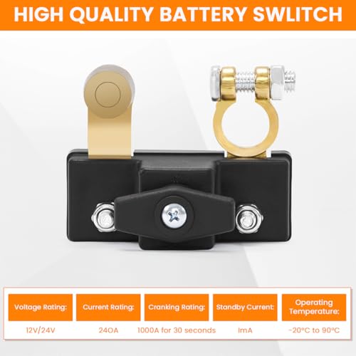 STHIRA® Car Battery Disconnect Switch for 12V 24V Battery Used to Prevent 3PCS
