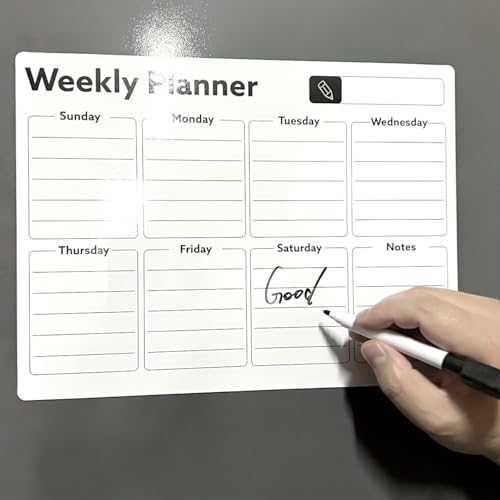 OFIFO® Fridge Magnetic Weekly Planner, 18''x12'' Dry Erase Reusable Whiteboard Calendar Board for Refrigerator, Meal Planning, To-Do List & Family Schedule Organizer