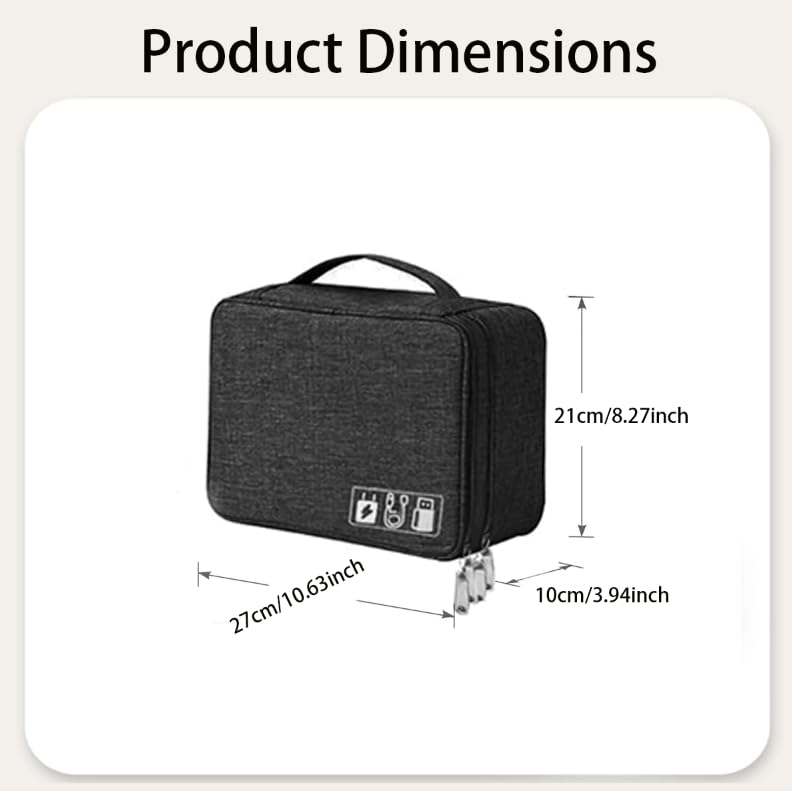 Zibuyu Electronics Organizer Bag for Travel with 3 Layer Storage and Adjustable Dividers | Black