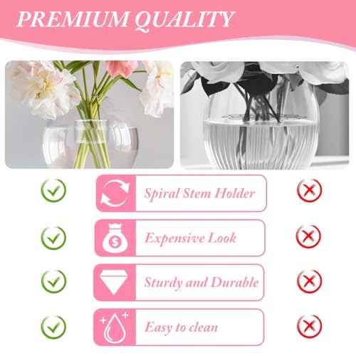 HASTHIP® 2024 Flower Arrangement Spiral Stem Holder for Vases Ikebana Arranger Floral Grid with 19 Holes DIY Bouquet Twister Clear L 2PCS