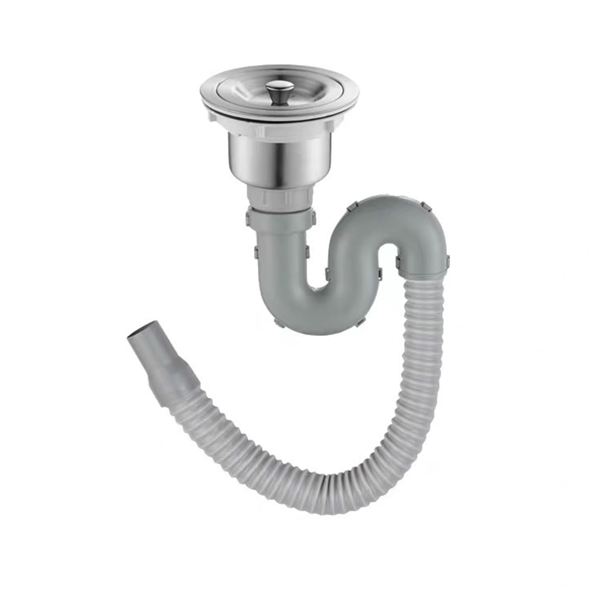 HASTHIP Kitchen Sink Drain Pipe Kit for Home Use with 3.35–4.33 in Flange and U Shaped P Trap