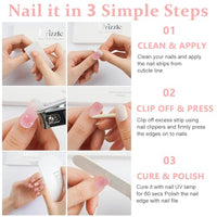 MAYCREATE® 16PCS Gel Nail Strips, French Gel Nail Stickers, UV Free, Long Lasting Nail Wraps for Women, French Tip Nail Polsih Stickers, Includes Nail File & Wooden Stick, Style B