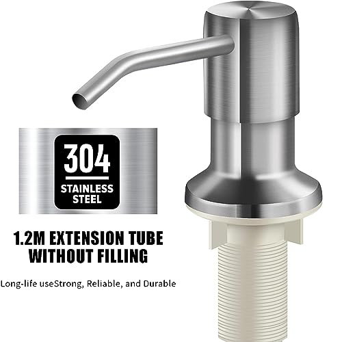 HANNEA® Soap Dispenser for Kitchen Sink Fixed Hand Wash Pump with 47 Inches Tube 360 Degree Rotatable Stainless Steel Press Down for Lotion Body Wash Shampoo 3 PCS