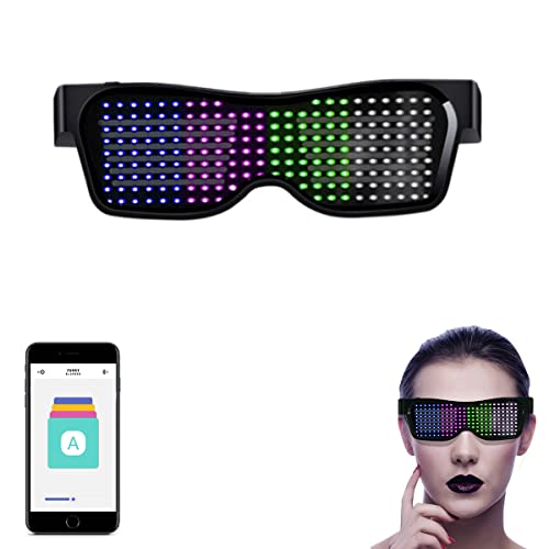 ZORBES® LED Glasses for Party Bluetooth Light Glasses for Party APP Control Music Sync Mode LED Display Smart Glasses, USB Rechargeable Party Glasses for Nightclub, Festivals, Raves, Christmas, Birthday