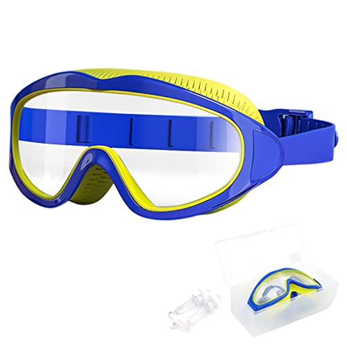 Proberos® Big Frame Swimming Goggles Leakproof Swimming Goggles for Children Kids Swim Goggles with Anti Fog and UV Protection for Boys Girls for Age 2-16(Blue)