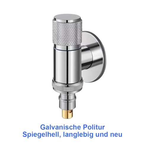 HASTHIP® Washing Machine Faucet Stainless Steel Automatic Water Stop Valve Snap Universal Dishwasher Angle Valve Laundry Tap with Adapter Chrome Finish 3PCS