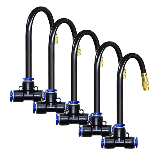 HASTHIP® 5pcs Sprinklers for Garden Watering with 4inch Flexible PE Hose, Adjustable Misting Nozzle with 3 Modes for Watering Plant Flower Cooling System Home Irrigation