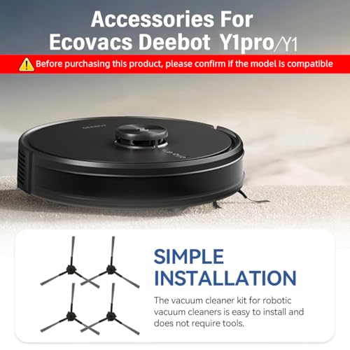 HASTHIP® Replenishment Kit, 12Pcs Replacement Parts for Ecovacs Deebot Y1/Y1 Pro Vacuum, Includes 4 Super Absorbent Mop Cloths, 4 Durable Side Brushes, 4 High-Efficiency Filters, Reusable