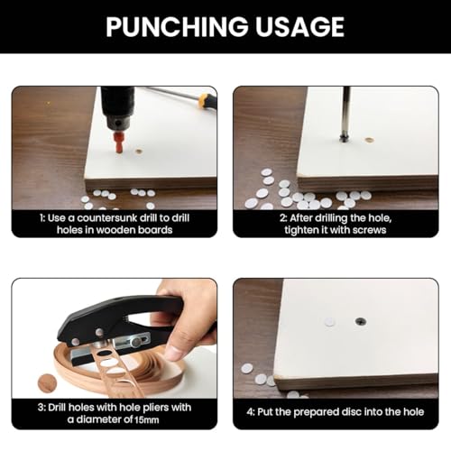 Serplex® Single Hole Punch 15mm Dia Plastic Spring Loaded Heavy Duty for Tagging Cardboard Slim Sheet 3 PCS
