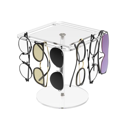 HASTHIP® Acrylic Sunglasses Holder Stand with 360 Rotating & Eyeglasses Display Rack, Multiple Eyeglass Display Stand