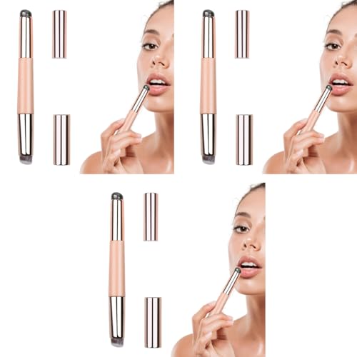 MAYCREATE® Lipstick Silicone Brush 2-in-1 Balm Applicator with Blending Multifunctional Makeup Tool for Gloss Concealer Foundation Pink 3PCS