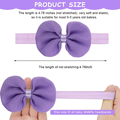 GUSTAVE® 14pcs Stretchy Chiffon Hair Wrap Baby Bows Headbands & Accessories for Baby Girls, Newborn, Infant, Toddlers, Kids