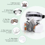Serplex® Gas Mask Set Respirator with Filters and Goggle Activated Carbon Mask Gas Mask Paint Respirator for Epoxy Resin, Wall Painting, Welding, Polishing, Spraying, Mold Removal, Construction