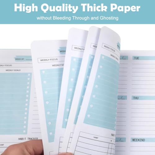 OFIFO® Weekly Planner 2025 Diary, A5 Note Book Diary 2025, Daily Planner 2025 Waterproof Blue PP Cover 52 Pages Notebook Weekly Goals Tracking Notebook School Gift for Students Friends