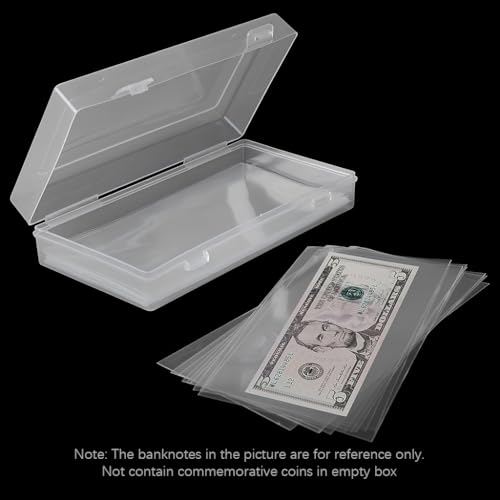 ZIBUYU® 200PCS Cash Envelops with Clear Money Saving Box Transparent Reusable Waterproof Stainproof Money Holder Plastic Sleeves for Paper Dollar Bills Slab Banknote