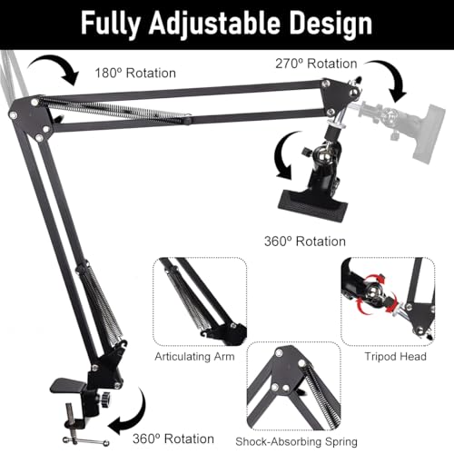 PATPAT® Embroidery Hoop Holder Metal Embroidery Hoop Stand 360° Adjustable Embroidery Stand Retractable Arm Design Screw Fixing Desk Embroidery Hoop Stand Third Hand for DIY Embroidery Craft