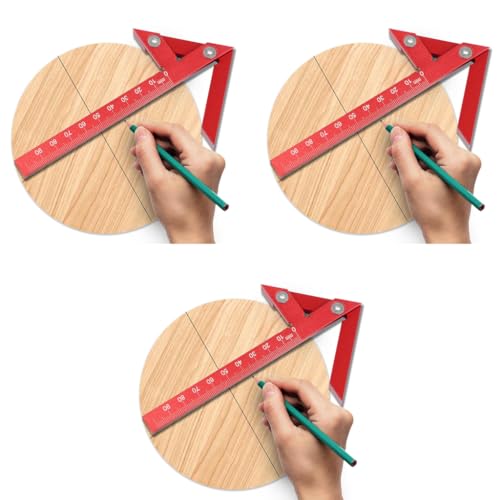 Serplex® Right Angle Scribing Ruler for Woodwork Red Aluminum Alloy Multi-Angle Measuring Finder Laser Etched Straight for Marking 3PCS