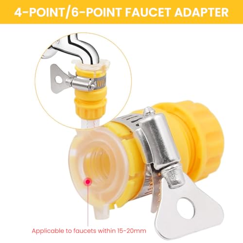 HASTHIP® Hose Adapter for Faucet 4PCS Gardening Connectors 2 in 1 Universal 1/2-inch 3/8-inch Standard Fitting