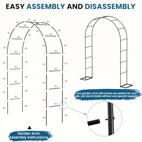 Supvox® Decorative Flower Arch Frame 55.1x 94.5 inch, Freestanding Flower Arch Door Frames with Base, DIY Assembly Metal Black Finish Wedding Archs Frame for Ceremony, Party, or Garden Decor