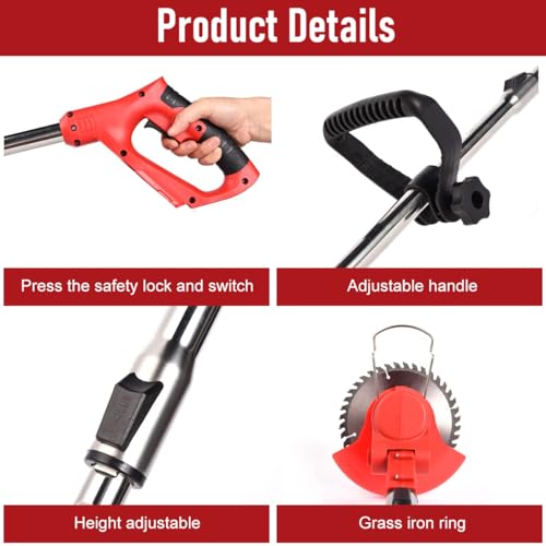 ORTIZA® Garden Electric Weed Eater - 24V Electric Cordless Grass Cutter/Brush Cutter Machine - Retractable Grass Trimmer with Blades - Electric String Trimmer for Garden & Lawn (No Battery/Charger)