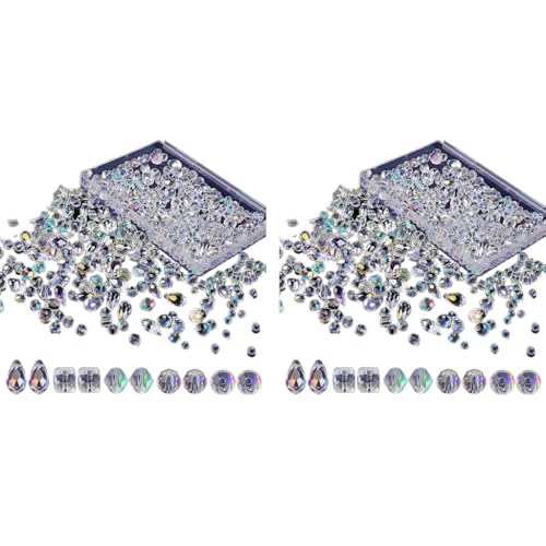 SANNIDHI® 1200PCS Glass Crystal Beads for Jewellery Making AB Set Clear for Bracelet Necklace DIY Crafts Shining Faceted Spacers