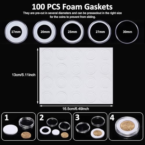 Climberty® Coin Box Collectable Storage Clear Holder Organizer Max 300PCS Capacity Compatible with 17-30mm Dia Coins Trade Tokens