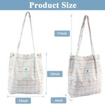 PALAY® Tote Bag Stylish Corduroy Plaid Print Hand Bag for Women Shoulder Bag for Shopping, Commuting, Shopping Bag, Large Grocery Bag