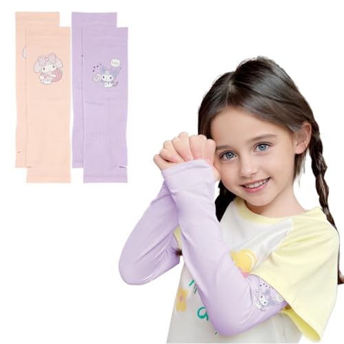 SNOWIE SOFT® 2 Pair Arm Sleeve for Kids UV Protection Riding Arm Sleeve for Kids Breathable Cool Rainbow Unicorn Print Hand Cover Arm Sleeves for Kids 13.3 Inches Arm Sleeves for Riding
