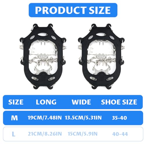 Proberos® Crampons with 24 Cleats for Hiking Boots Snow Shoes,Climbing Spikes Shoes for Traction Non-Slip Crampons Spikes Snow,Ice Road Size M(35-40)
