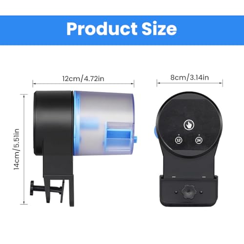 ZIBUYU® Automatic Fish Feeder for Aquarium 50g Capacity Timed Food Dispenser with Adjustable Settings No Jam Portion-Controlled Dispensing Tank Wall Mounted Battery Operated 3PCS
