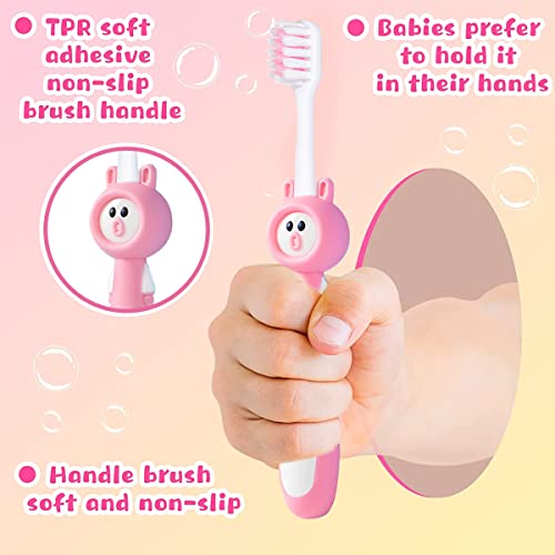 HANNEA® 3pcs kids toothbrush, Kids Manual Toothbrush with TPR Tongue Scraping Soft Bristle Cartoon Toothbrush for 2+ Years Boys and Girls, Toothbrush for Kids Oral Care