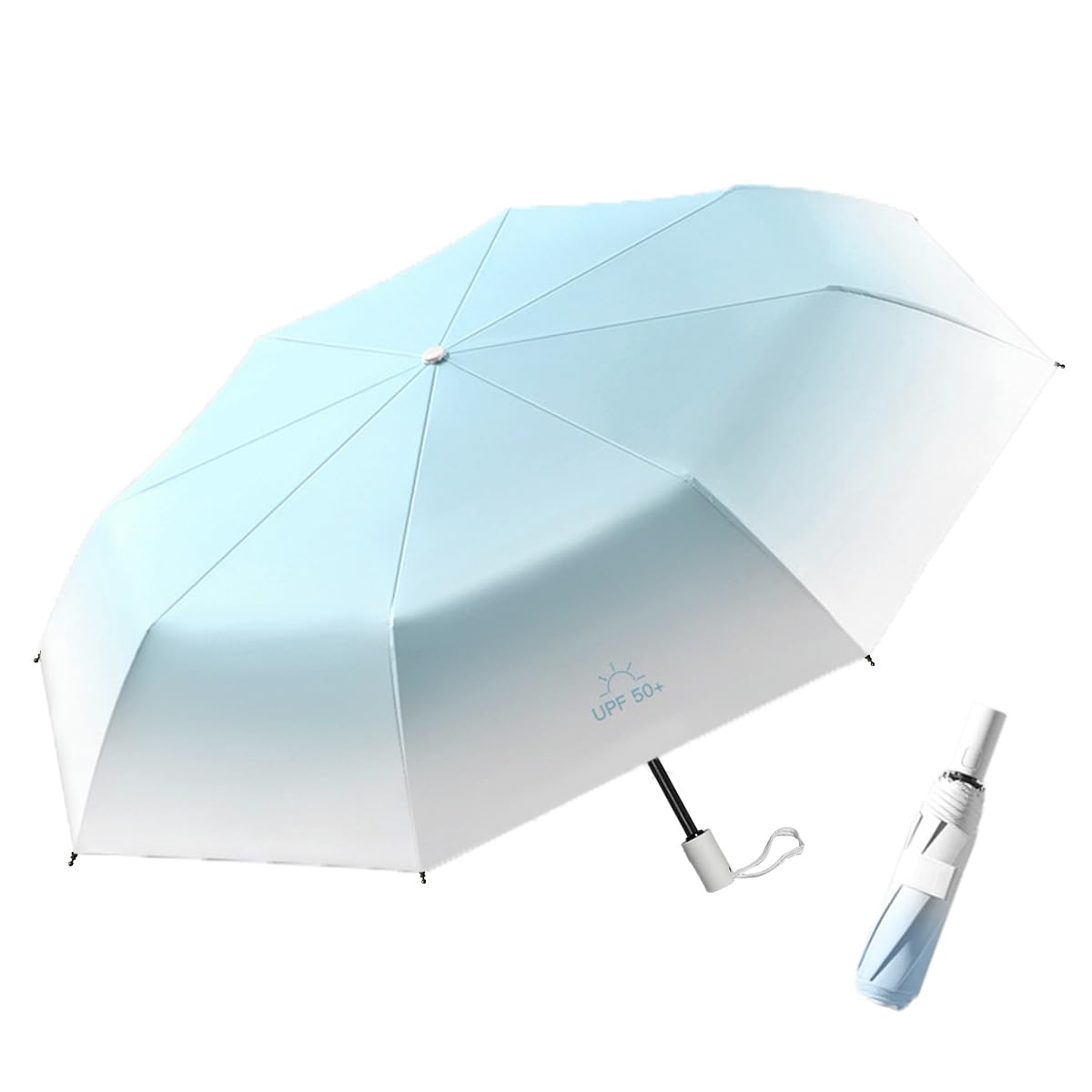 PALAY® Automatic Folding Umbrella for Women Rain & Sun Proof, UV Umbrella with 8 Strong Fiber Ribs, Fashion Gradient Folding Umbrella for Travel, UPF 50 + Auto Open Close Umbrella for Commuting